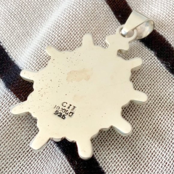 Sunburst Carnelian & Sterling Pendant - Picture 2 of 6